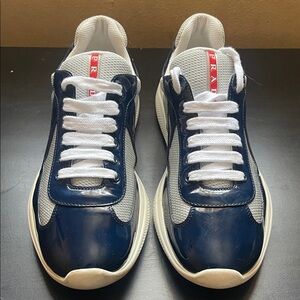 Prada Navy Blue and White Men's Sneakers